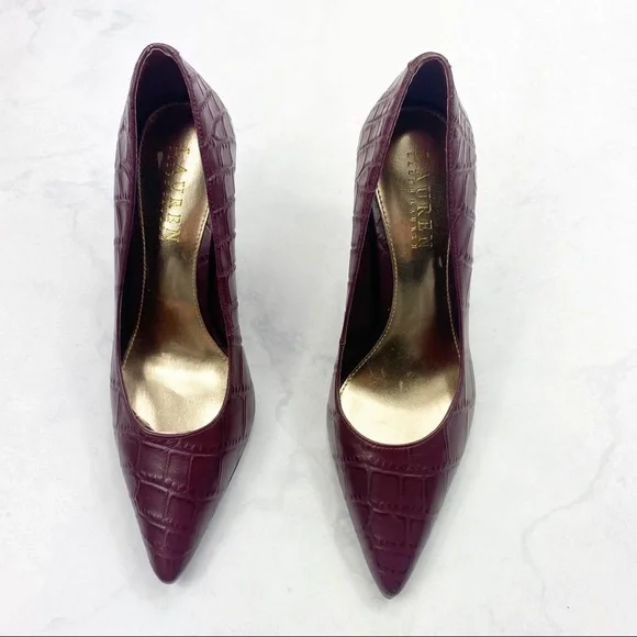 [LRL] Burgundy Leather Pointed Toe Heels